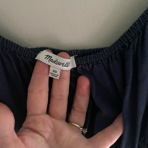 Madewell Navy Blue Linen-Blend Sophie Tank Wide-Leg Jumpsuit Size XS - Picture 6 of 7